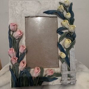 Floral Tulip Picture Frame - Pink & Yellow Tulips